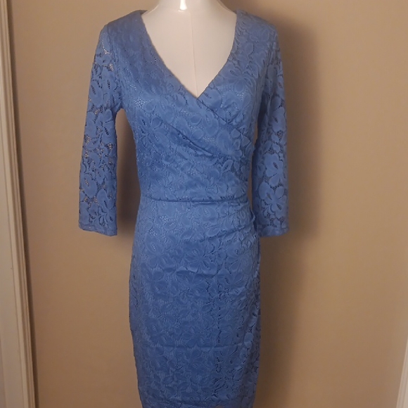 NWT! Miusol Blue Sheath Dress V-Neck 3/4 Sleeve - Picture 1 of 10
